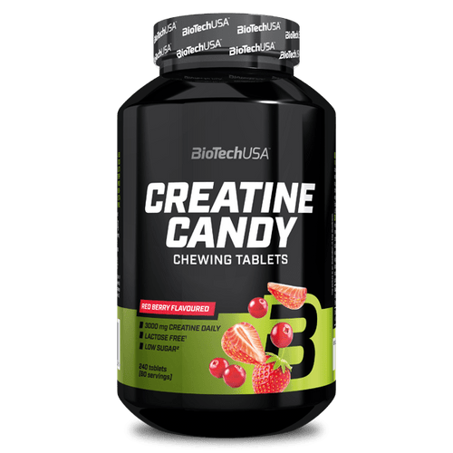 BioTechUSA Creatine Candy è una gustosa compressa masticabile alla frutta che fornisce 3 g di creatina al giorno a supporto delle prestazioni e dell’esplosività. 
