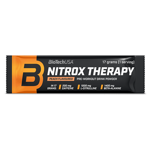 BioTechUSA Nitrox Therapy bevanda in polvere pre-allenamento con zuccheri ed edulcorante, aminoacidi, vitamine e minerali, 200 mg di caffeina per dose giornaliera.