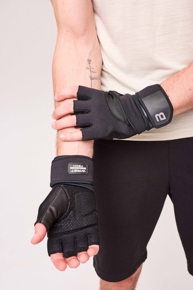 Guanti Senza Dita In Pelle – Per Fitness, Sollevamento Pesi, Sedia A Rotelle – Con Cinturino Al Polso - Foto 1