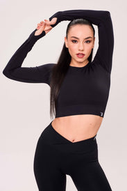 SEAMLESS LONG - SLEEVE CROP Top a maniche lunghe donna - BioTechUSA Italy