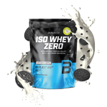 BioTechUSA Iso Whey Zero con ridotto contenuto di lattosio polvere di bevanda a base di isolato di proteine del siero di latte, senza glutine e senza zuccheri, con sapori fantastici. Il suo contenuto proteico aiuta l'aumento della massa muscolare. 