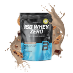 BioTechUSA Iso Whey Zero con ridotto contenuto di lattosio polvere di bevanda a base di isolato di proteine del siero di latte, senza glutine e senza zuccheri, con sapori fantastici. Il suo contenuto proteico aiuta l'aumento della massa muscolare. 