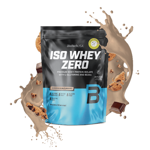 BioTechUSA Iso Whey Zero con ridotto contenuto di lattosio polvere di bevanda a base di isolato di proteine del siero di latte, senza glutine e senza zuccheri, con sapori fantastici. Il suo contenuto proteico aiuta l'aumento della massa muscolare. 