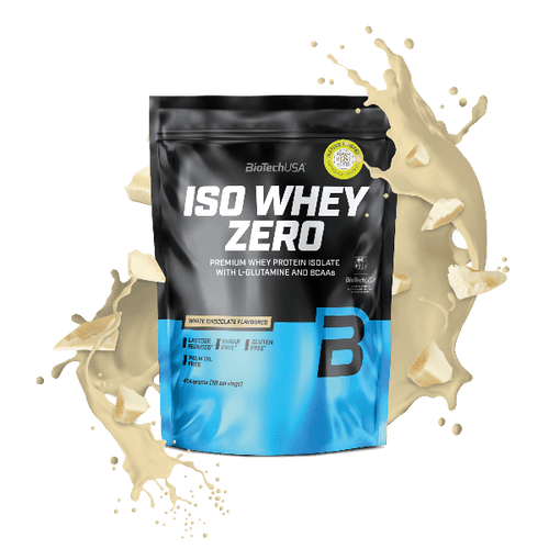 BioTechUSA Iso Whey Zero con ridotto contenuto di lattosio polvere di bevanda a base di isolato di proteine del siero di latte, senza glutine e senza zuccheri, con sapori fantastici. Il suo contenuto proteico aiuta l'aumento della massa muscolare. 