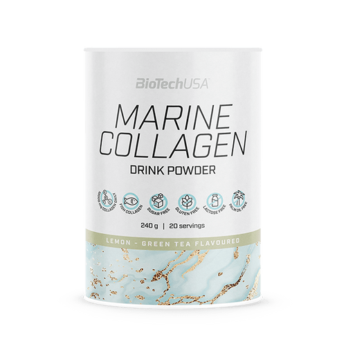 Bevanda in polvere aromatizzata rinfrescante con collagene di pesce, vitamina C, zuccheri ed edulcorante.  
